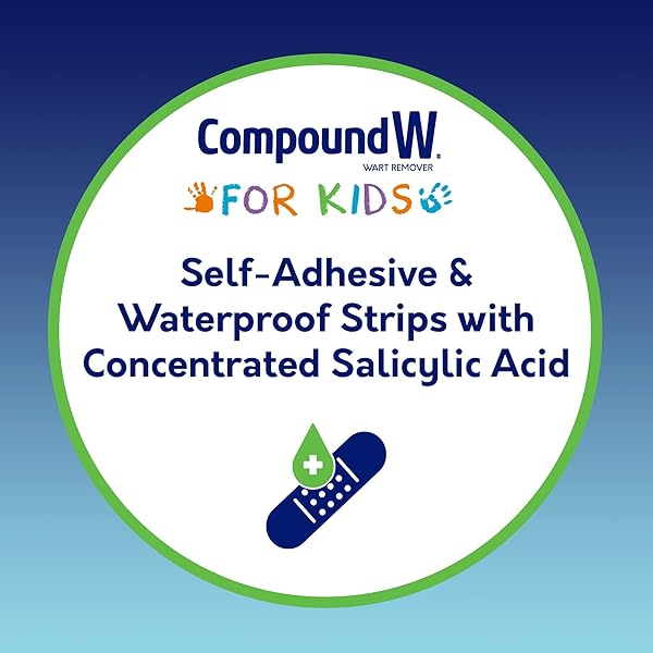 COMPOUND W ONE STEP WART REMOVER STRIPS FOR KIDS, 10 MEDICATED STRIPS