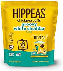 Hippeas Chickpea Puffs, Vegan White Cheddar, 0.8 Ounce (Pack of 6), 3g Protein, 2g Fiber, Vegan, Gluten-Free, Crunchy, Plant 