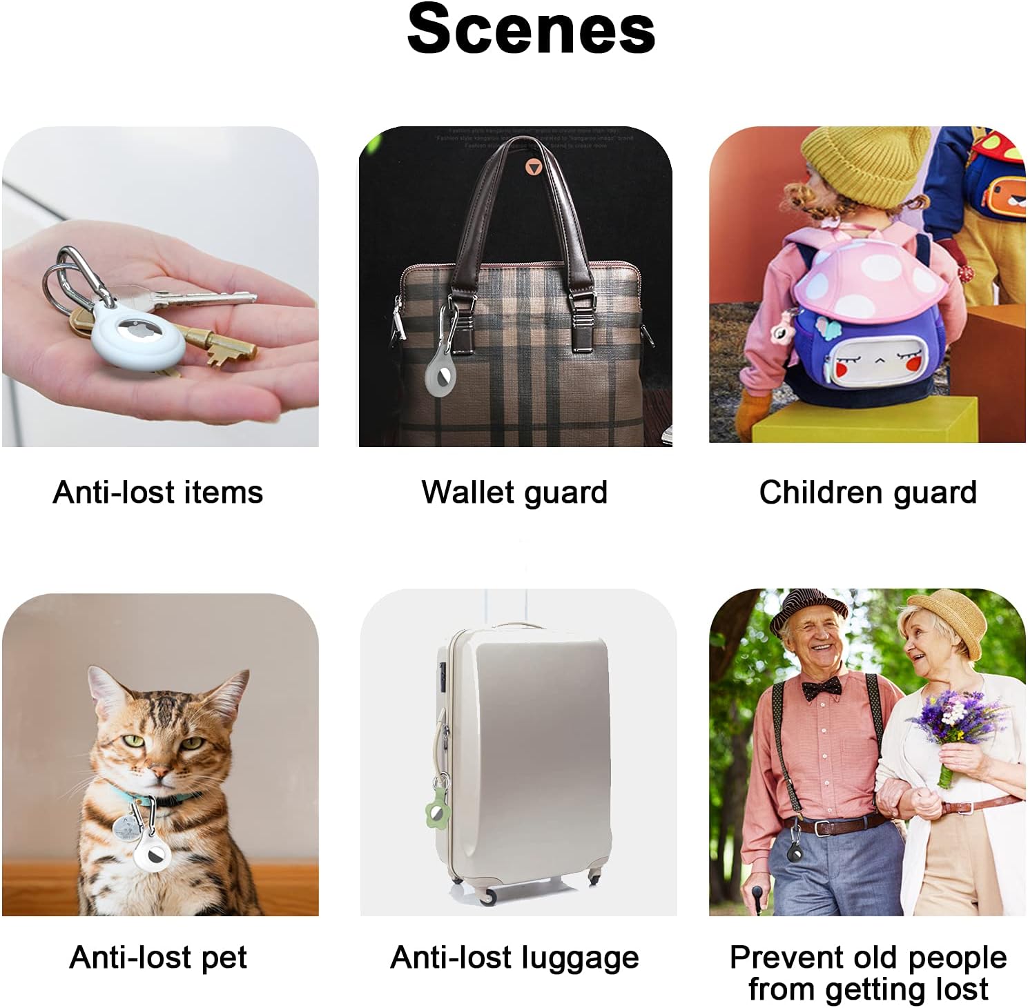 WENHOU 4-Pack and 2-Pack Keychain Protective Holder Case Compatible with AirTag, Soft Silicone Anti-Scratch Lightweight Skin Cover for AirTags Finder Keychain Accessories 2021 (Grey)