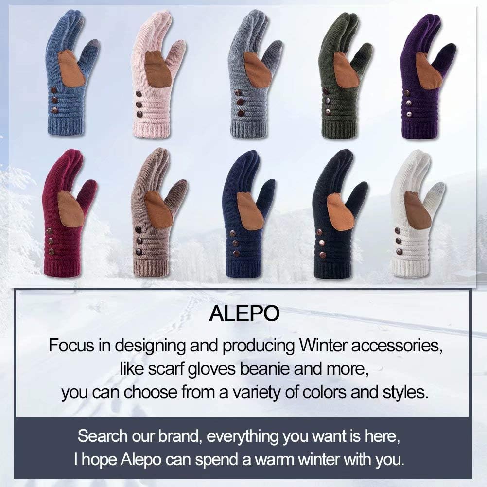 Winter Wool Warm Gloves For Women, Anti-Slip Knit Touchscreen Thermal Cuff Snow Driving Gloves With Thick Thinsulate Lining (Black) at  Women’s Clothing store
