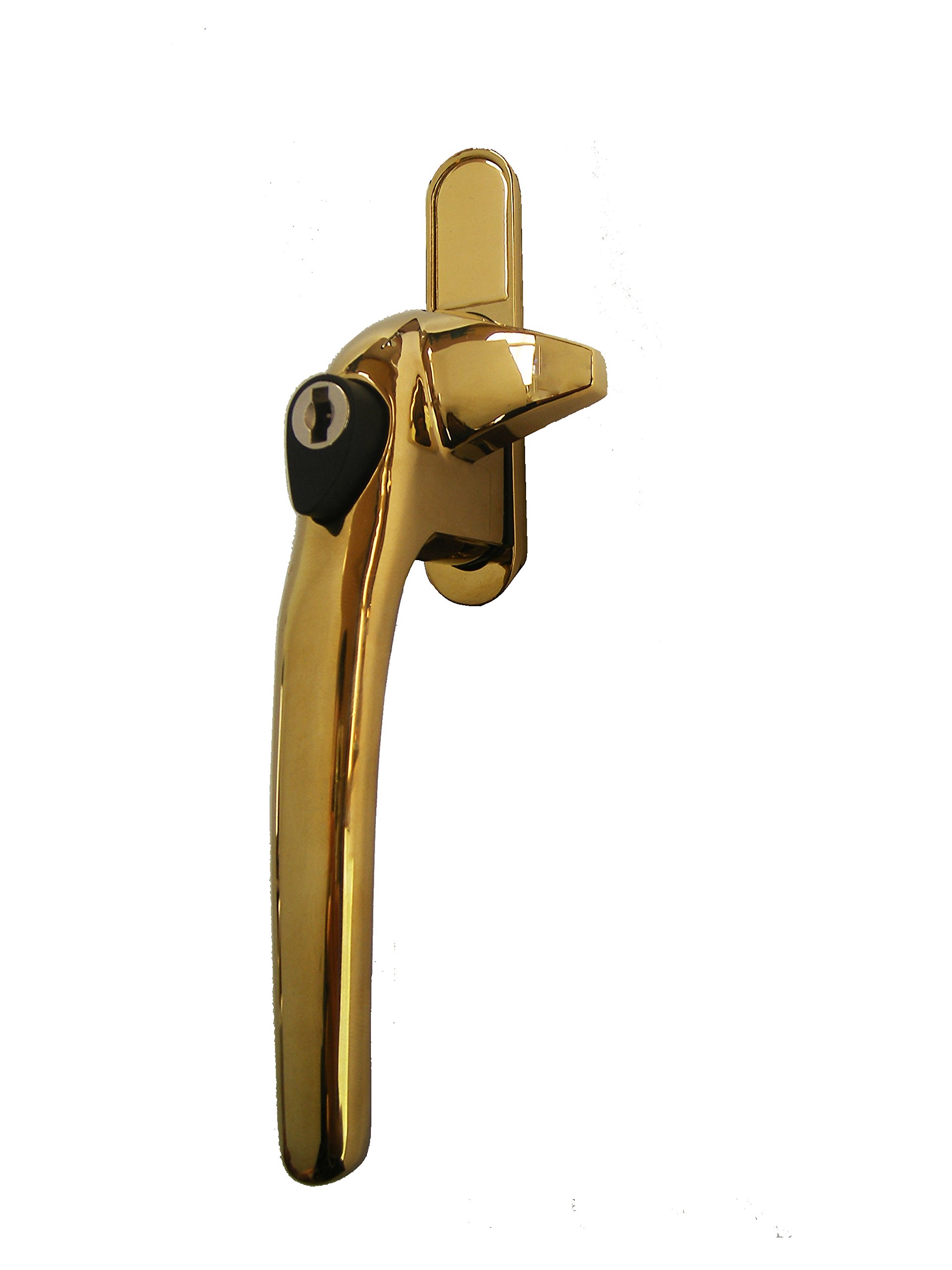 Schlosser Technik Cockspur Window Handle Locking Window Lock Catch for UPVC (Left Handed, Gold)