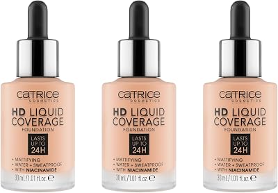 Catrice HD Liquid Coverage Foundation Nude 010 3 x 30 ml Matte Long-Lasting