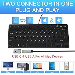 Ultra-Slim 78keys USB-C Mini Wired Keyboard with