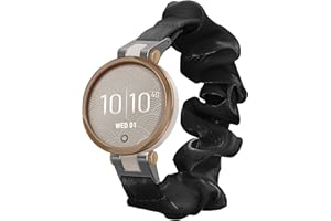 kwmobile Watch Strap Compatible with Garmin Lily Sport - Black Scrunchie Watch Band - 5.5-7.5 inches (14-19 cm)