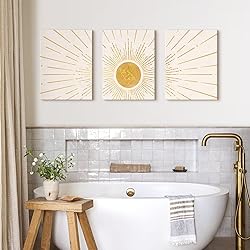 Boho Wall Decor, Set of 3 Modern Gold Boho Sun Wall