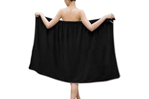 GOSCHE Towel Wrap for Women, Adjustable Shower Wrap Towel with Home Hotel Bath Towel Nightgown for Sauna Beach Pool Gym Travel - Black L