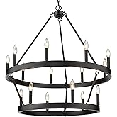 Golden Lighting 1017-96 BLK Alastair Chandelier, 15 Light, Matte Black