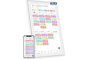 HERNCPTAR 21.5 Inch Digital Calendar, Electronic Chore Chart, Smart Weekly and Monthly Planner 1920 * 1080P IPS Touchscreen Wall and Desk Calendar for Family Schedules, White