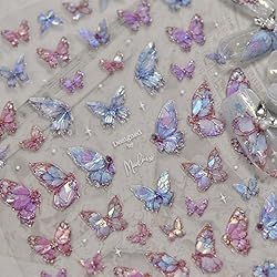 Butterfly Nail Art Stickers Decals Purple Pink