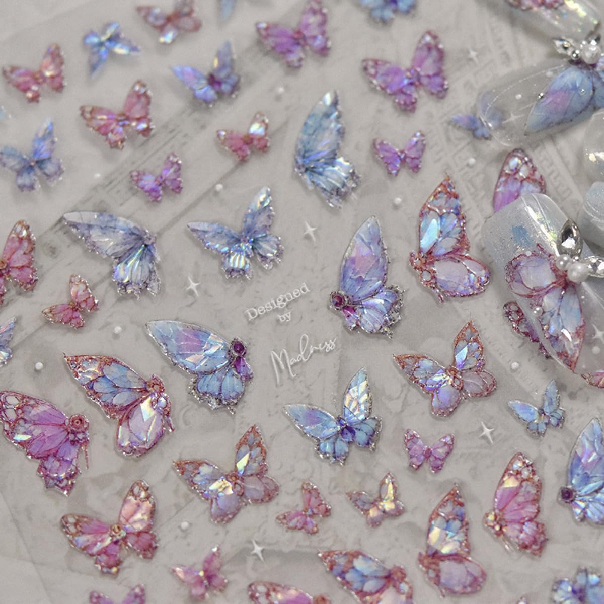 Butterfly Nail Art Stickers Decals Purple Pink