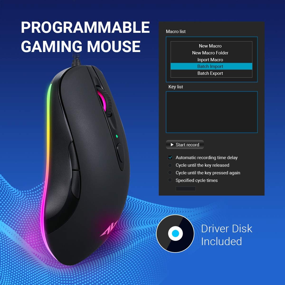 ABKONCORE A530 Gaming Mouse [4000DPI], Wired Computer Mouse, RGB Backlit Mice with 8 Programmable Buttons, 80g Lightweight Design, 16M Color, 4,000 DPI Adjustable, PC Gaming Mouse for Laptop, PC, Mac: Computers & Accessories