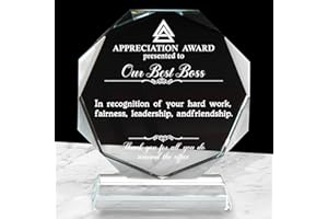 MAMAGIFTREE Boss Lady Gifts for Women, Best Boss Gifts for Men, Boss Day Appreciation Gifts, Office Gifts for Boss, Glass Award Plaque 5.7 * 5.1 Inch