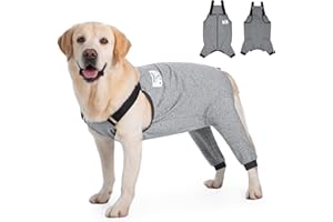 YEAPEETO Dog Recovery Suit for Hid Leg, Soft Stretchy Pants for Hip Thigh Wound Protective Sleeves to Prevent Licking (Grey, 6XL(Reference Weight 85-100 lbs))