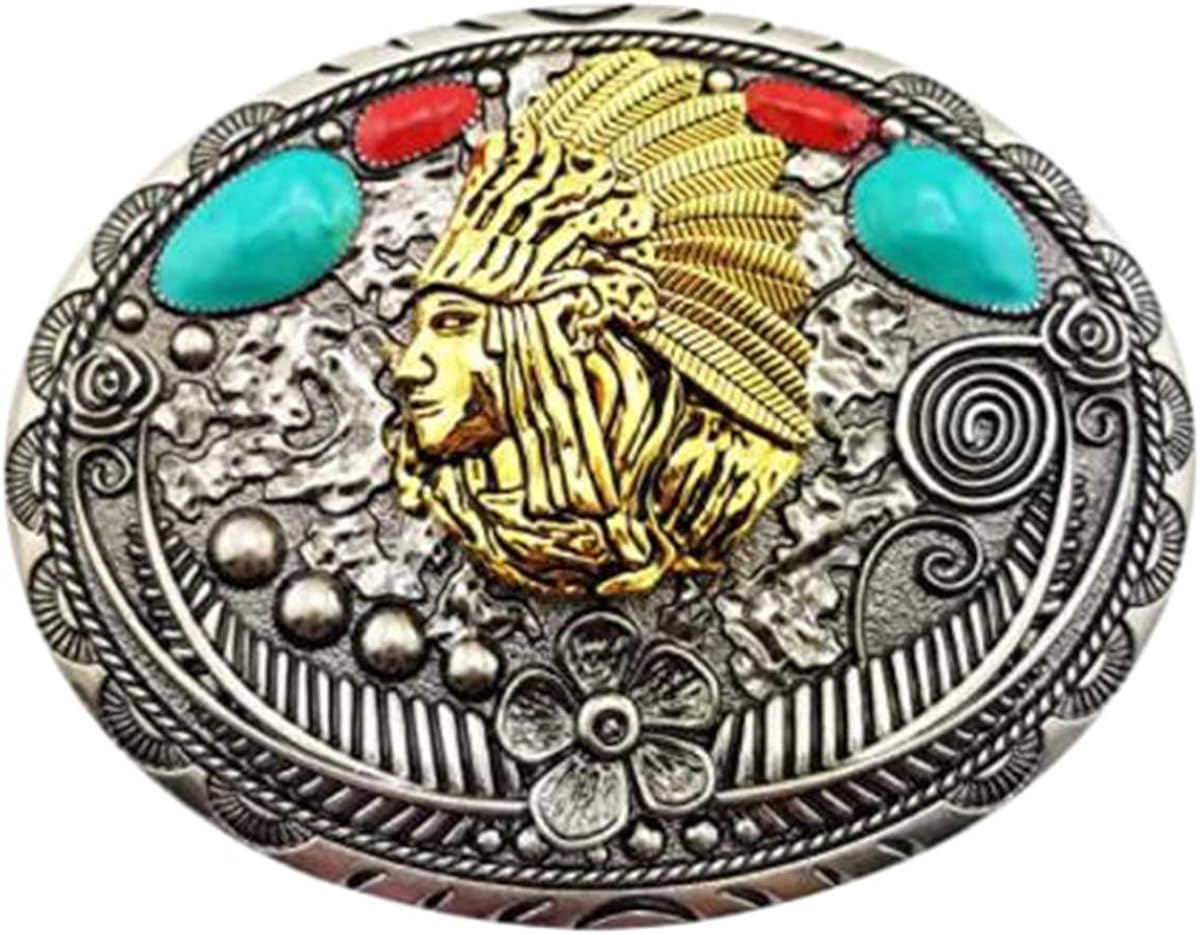 Amazon.com: Daisybaby Novelty Indian Belt Buckle Men's Simple Western ...