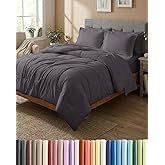 Queen Comforter Set - 7 Piece Bed in a Bag Queen Size Bed Set - Down Alternative Comforter, Flat Sheet, Fitted Sheet, Pillowcase & Shams for All Seasons - Ultra Soft, Comfy and Breathable - Dark Grey