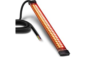 ONLINE LED STORE TRUE MODS 1pc 8" LED Motorcycle Turn Signal & Brake Taillight Strip [Waterproof] [Dual Row] [RED Tail & Brake] [AMBER Sequential Blinker] Self Adhesive Surface Mount Flexible Lamp for ATV Dirt Bike