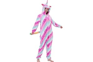 ABENCA Fleece Unicorn Onesie Pajamas for Women Adult Cartoon Animal Christmas Halloween Cosplay Onepiece Costume