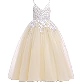 Weileenice Flower Girl Lace Bridesmaid Dress Embroidery Princess Wedding Party Pageant Gown Kids Prom Tulle Maxi Dresses