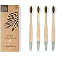 Wild & Stone | Organic Bamboo Toothbrush | Four Different Pattens | Dupont Fibre Bristles | 100% Biodegradable Handle | Vegan Eco Friendly Bamboo Toothbrushes (Medium)