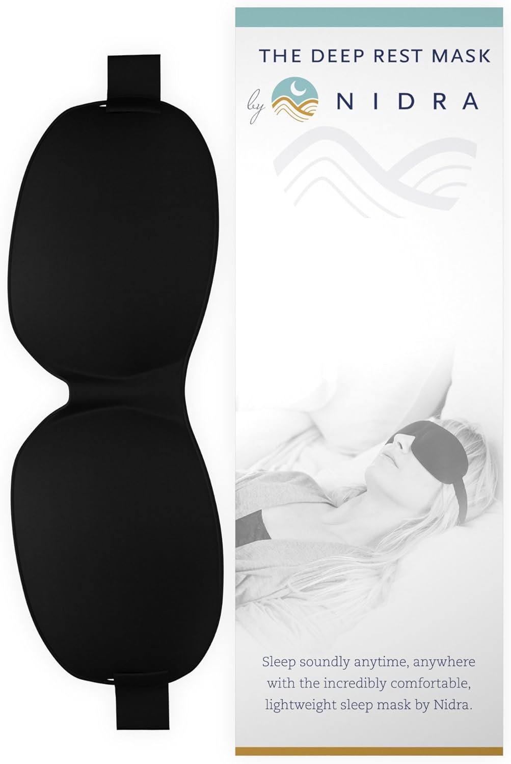 Luxury Patented Sleep Mask, Nidra® Deep Rest Eye Mask with Contoured Shape and Adjustable Head Strap, Perfect for Side Sleeper, Light Blocking, Sleep Deeply Anywhere, Anytime, Wake Up Refreshed: Health & Personal Care