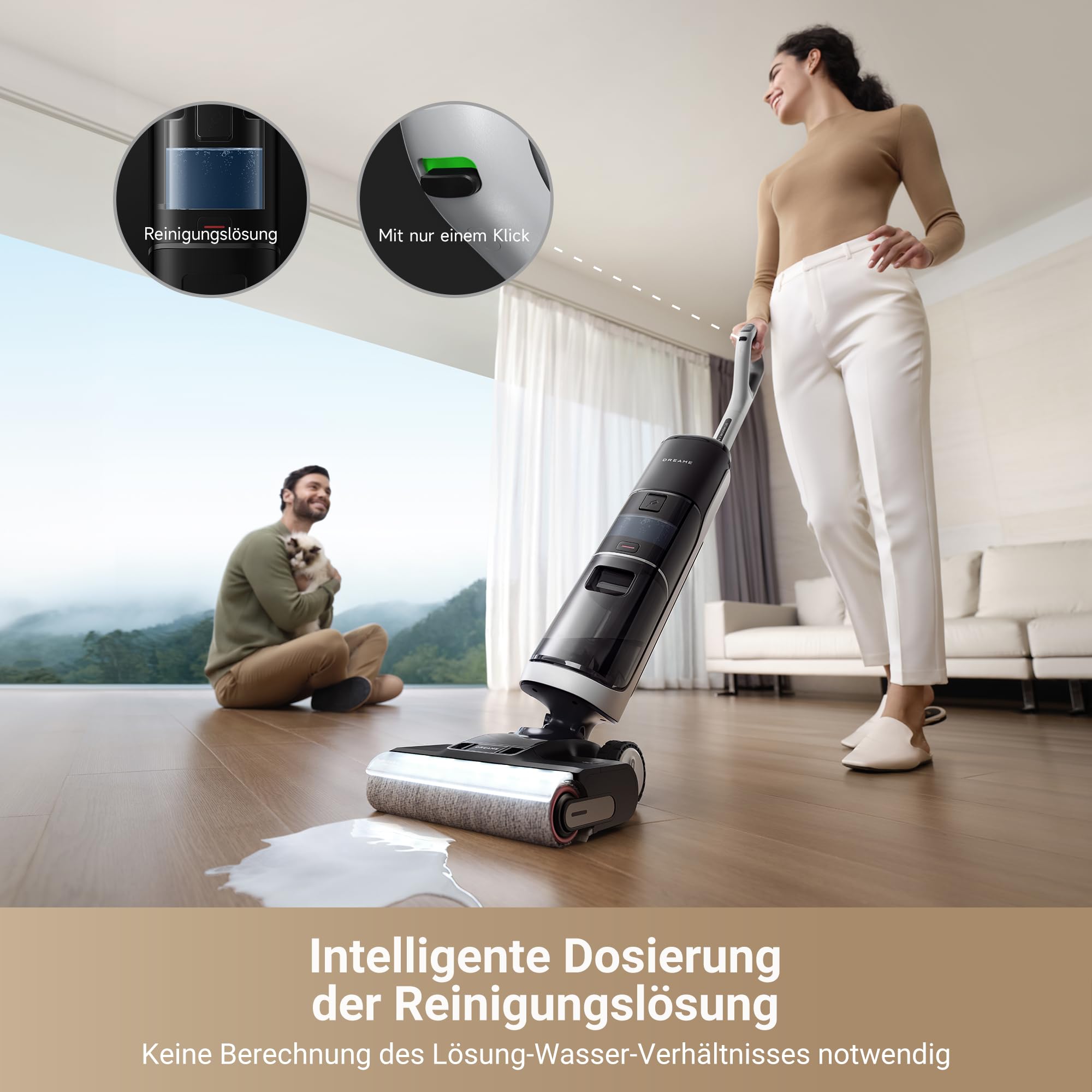 dreame H14 Pro Nass- und Trockensauger, 180° Lie-Flat, 60 °C Bürstenpflege, 5-min Trocknung, automatische Lösungsmittelverteilung, App-Steuerung, Doppelrotationsbürste, 18.000Pa Saugkraft, Doppelkante 4