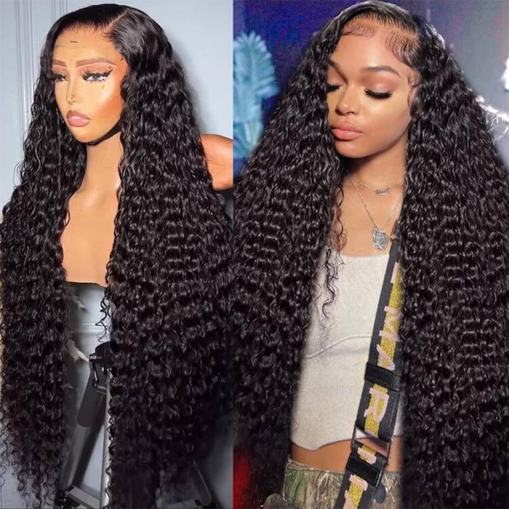 12A 28 Inch 180% Density 13X6 HD Lace Front Wig Water Wave Human Hair Wigs Deep Wave Curly Wet and Wavy HD Lace Front Wigs Human Hair Wigs for Women Pre Plucked with Baby Hair Natural Hairline — image 1