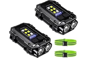 Vefhby 500LM Clip on Flashlight, 2Pack 8 Modes Running Light for Runners Rechargeable Safety Lights Portable COB Flashlight for Night Working, Running, Camping, Fishing, Hiking, Dog, Gift