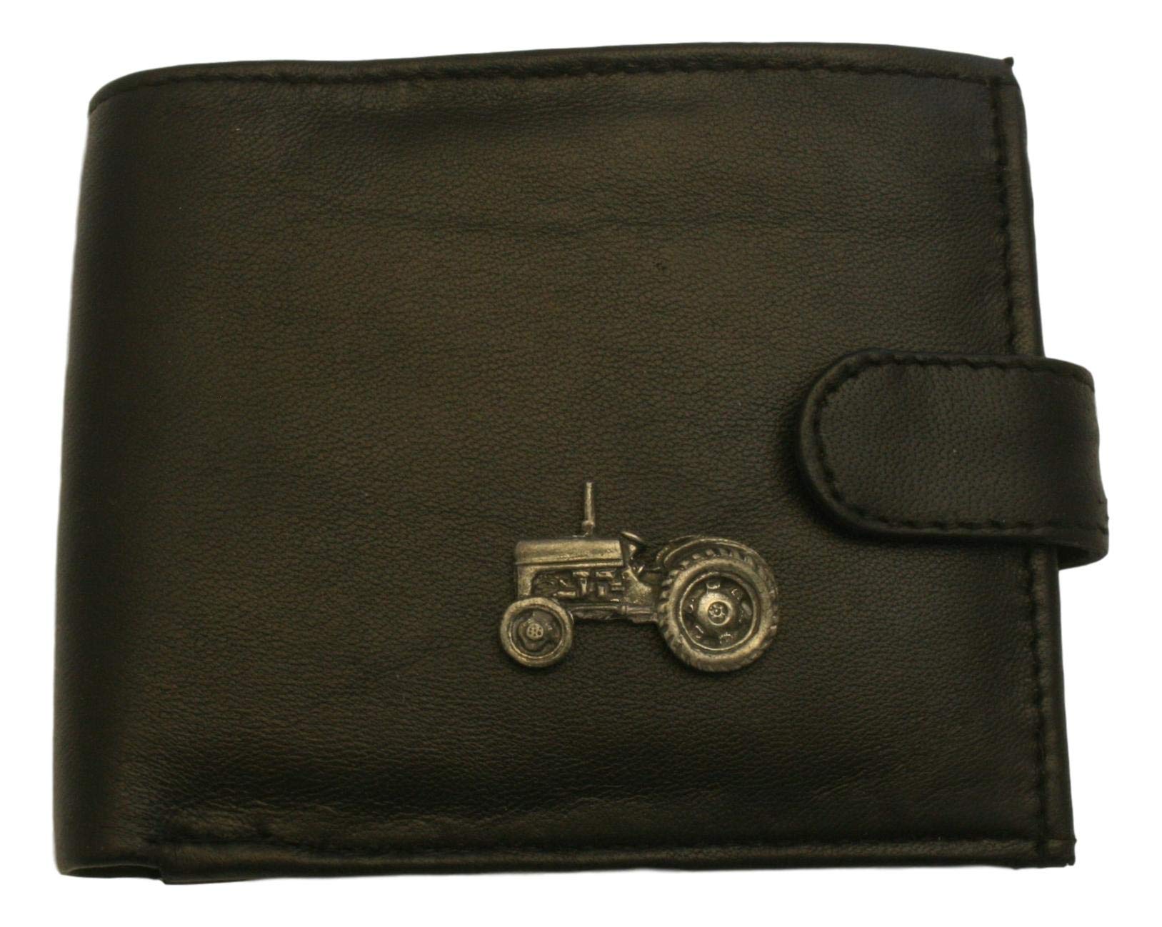 Tractor Black Leather Mens Wallet RFID Protection