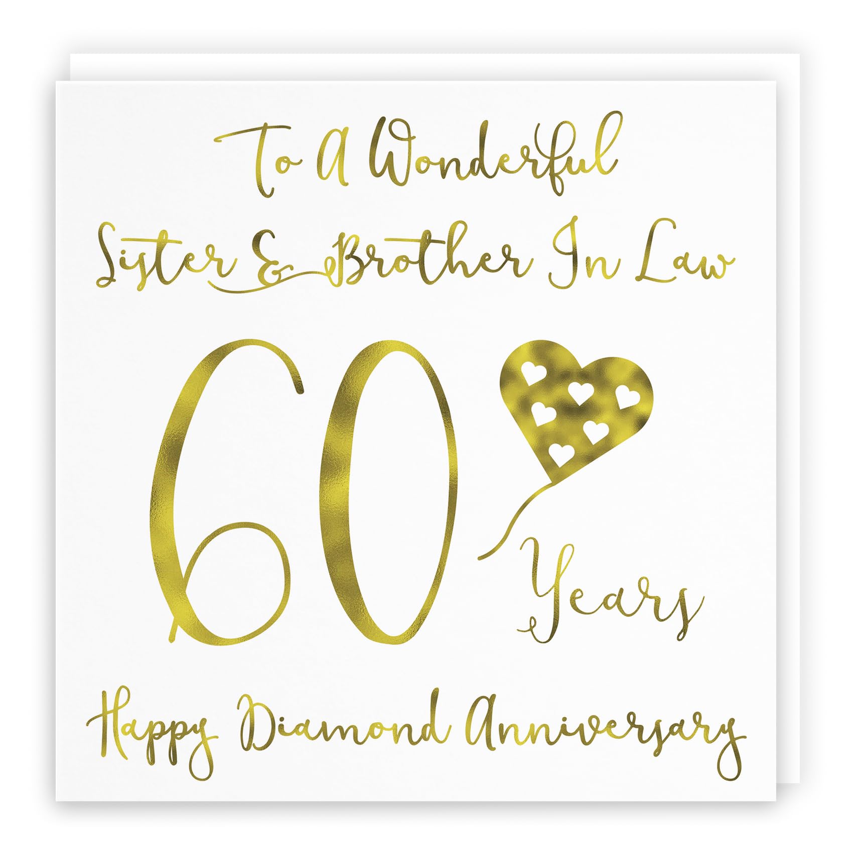 Hunts England - Sister And Brother In Law 60th Anniversary Card - To A Wonderful Sister & Brother In Law - 60 Years - Happy Diamond Anniversary - Milano Collection — image 1