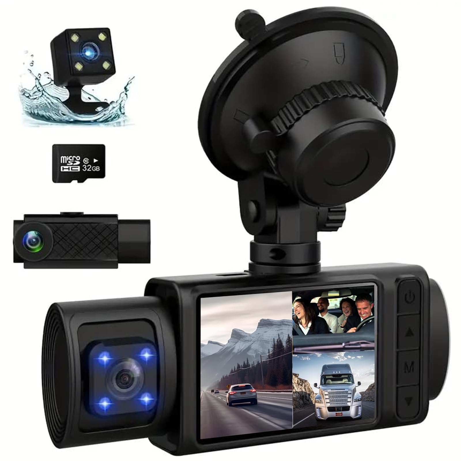Photo 1 of Dash Camera for Cars Dash cam car dashcam TIK tok? Driving Recorder Video Recorder HD Three-Camera car Recorder, Support Loop Recording