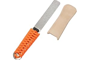 SHARPAL 181N Dual-Grit Diamond Sharpening Stone File Garden Tool Knife Sharpener with Leather Strop Coarse 325 / Extra Fine 1200 Grit for Lawn Mower Blade, Axe, Hatchet, Hedge Shears, Chisels, Drills