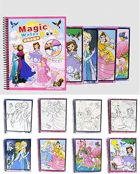 PLUSPOINT Magic Water Quick Dry Book Water Coloring Book Doodle with Magic Pen Painting Board for Children Education Drawing Pad (Sofia)