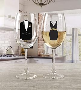 Circleware Fun Saying Wine Glasses, Set of 2, Party Entertainment Dining Beverage Drinking Glassware Cups for Water, Liquor, Whiskey, Beer, Juice and Farmhouse Decor Gifts, 15 oz, His and Hers