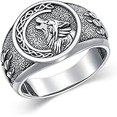 Lattd Viking Wolf Signet Ring for Men Size 8/9/10/11/12 In 925 Sterling Silver