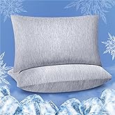Fittia Cooling Pillow Cases for Hot Sleepers, 2 Pack Standard Size, Breathable Cooling Pillow Covers with Hidden Zipper, Both Sides Q-Max>0.45, Ideal for Night Sweats, Grey