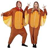 PUIWNON Turkey Costume Adult Animal Onesie Cosplay Turkey Pajamas with Wings for Thanksgiving Halloween Christmas