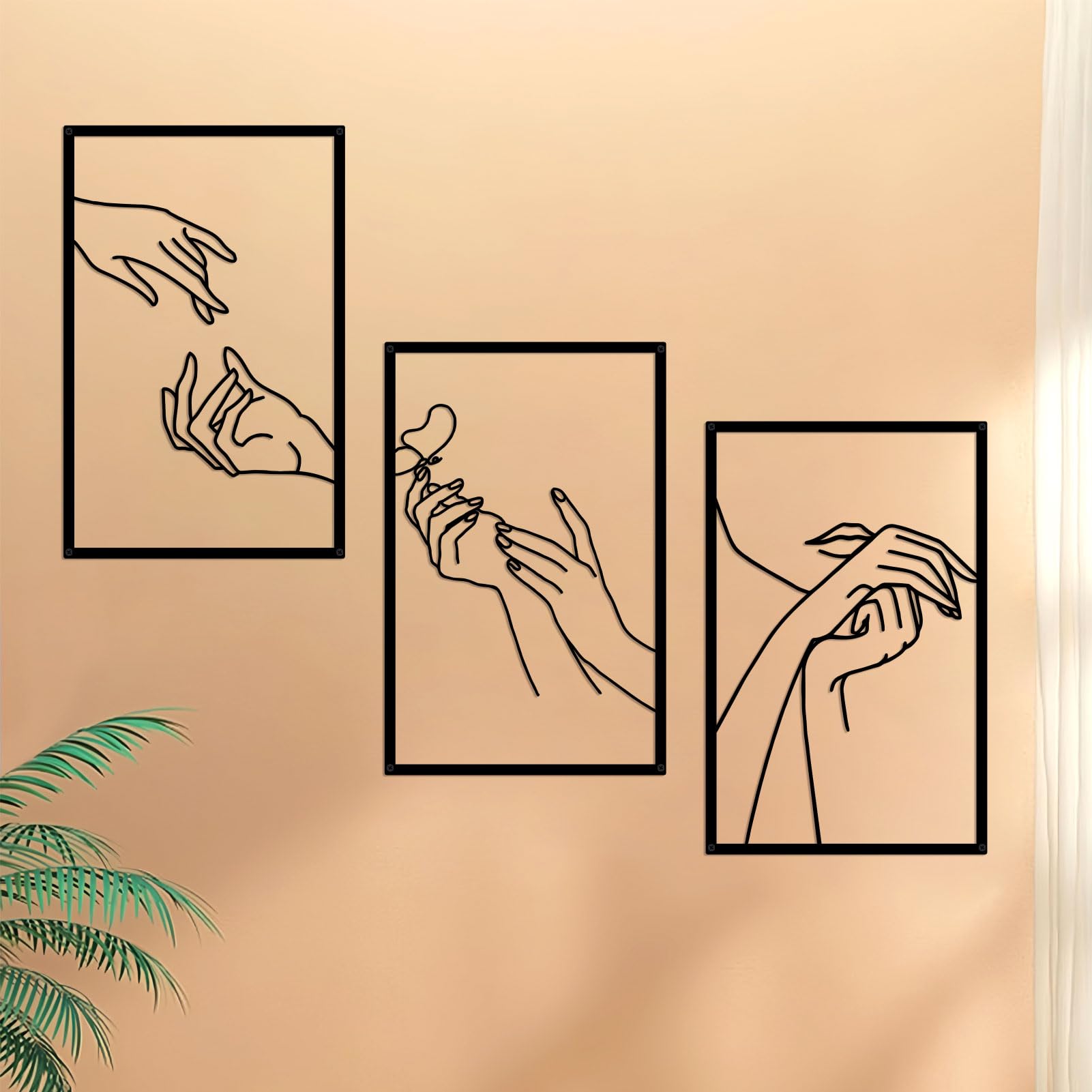 Resama Minimalist Lines Female Body Hand Shape Metal Wall Art Decor,Modern Abstract Line Home Wall Sculptures, Accent Women Hanging Wall Sign for Bedroom Living Room Kitchen Decor