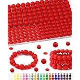 FIVEIZERO 200Pcs Mixed Silicone Beads, 12mm, 15mm for Keychain &amp; DIY Crafts | Scarlet Red, Round &amp; Lentil Silicone Beads, Seamless Finish, Easy to String, Resistant to Wear, Ideal for Daily Use