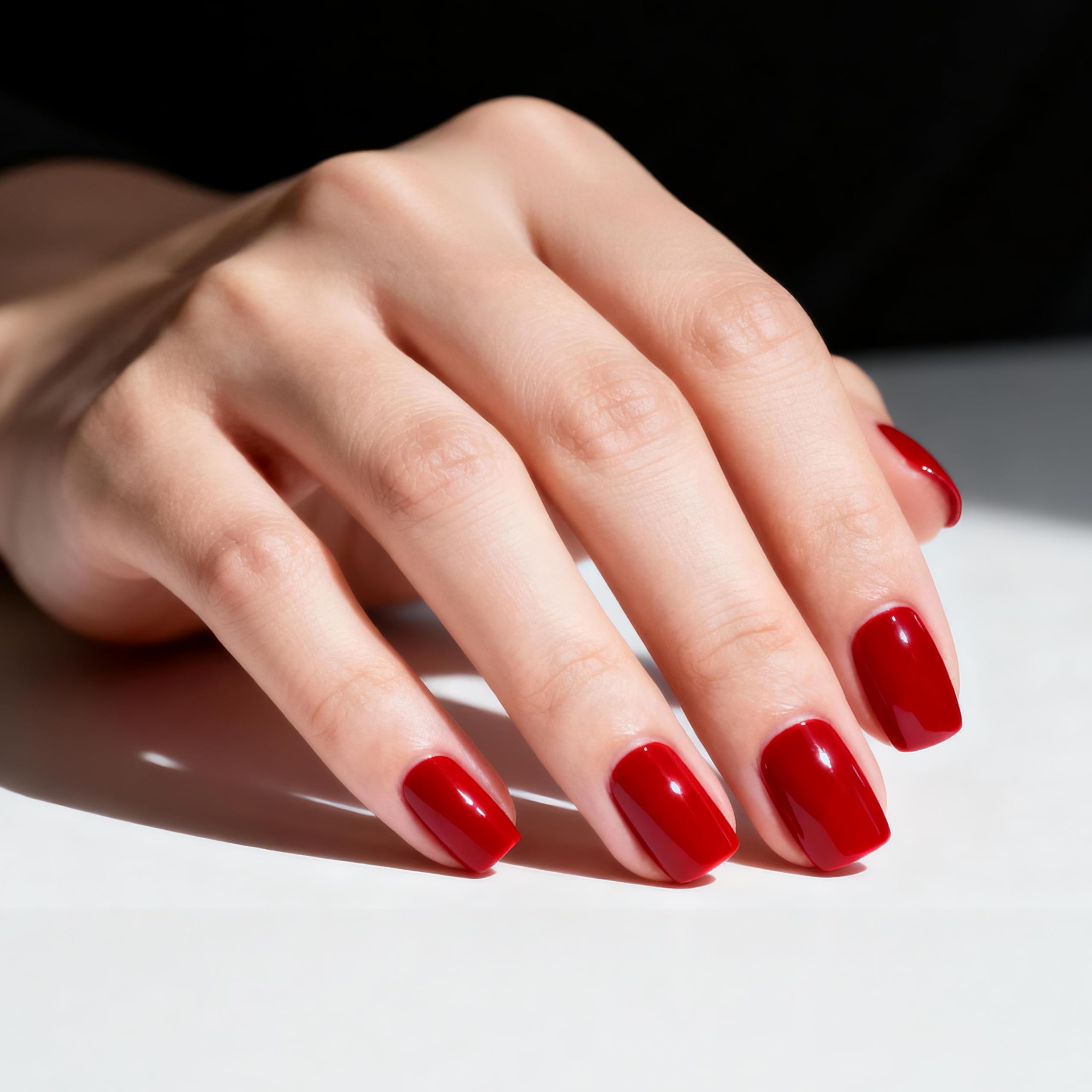 DANNI & TONI 28Pcs Semi Cured Gel Nail Polish Strips Gel Nail Stickers Solid Colour (Scarlet Delight),Salon-Quality Gel Nail Polish Strips Manicure Stickers Set