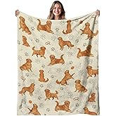 Golden Retriever Blanket for Dog Lovers, Golden Retriever Gifts for Women, Soft Flannel Throw Blanket for Humans Adults Friend, Birthday Blanket Gifts for Christmas Thanksgiving Day 40x50