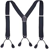 Aukemuna Men’s Suspenders, Y-Back 1.4 Inches Wide Adjustable Heavy Duty Button Leather End Elastic Suspender for Wedding Work