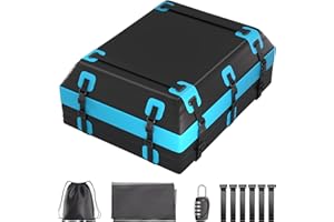 SOTISI Rooftop Cargo Carrier, Waterproof PVC Car Roof Bag 21 Cubic Feet, Fit for All Vehicle with/Without Racks, with Topper 