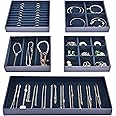 ProCase Jewelry Organizer Jewelry Tray Jewelry Drawer Inserts, Set of 5 Stackable Jewelry Drawer Dividers Container Necklace Display Trays Storage Box for Dresser Earring Rings Bracelet - Darkblue