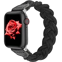 Wearlizer Compatible with Apple Watch Band 40mm 38mm Women, Slim Elastic Braided Solo Loop Strap iWatch Bands…