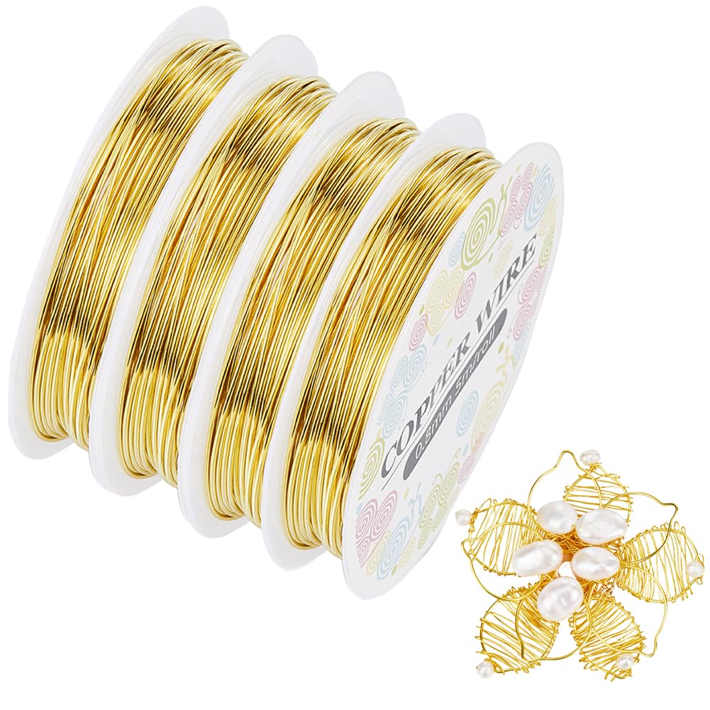 SUNNYCLUE 20M Copper Beading Wire 0.8mm 20 Gauge Gold Jewellery Wires for Crafting & Wrapping