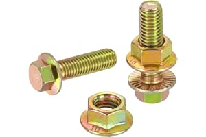 uxcell M10 x 35mm Flanged Hex Head Bolts, 5Pcs Zinc-Plated Carbon Steel Flange Hexagon Screws with Nuts, Fully Threaded, for 