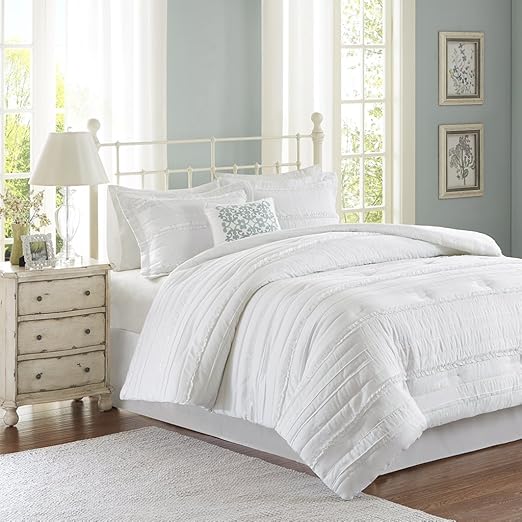 Amazon Com Madison Park Celeste 5 Piece Comforter Set White Cal