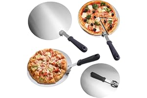Pizza Peel Metal Round Spatula Paddle Peel 12 Inch with Folding Handle, for Grill Oven Baking Homemade Pizza Bread