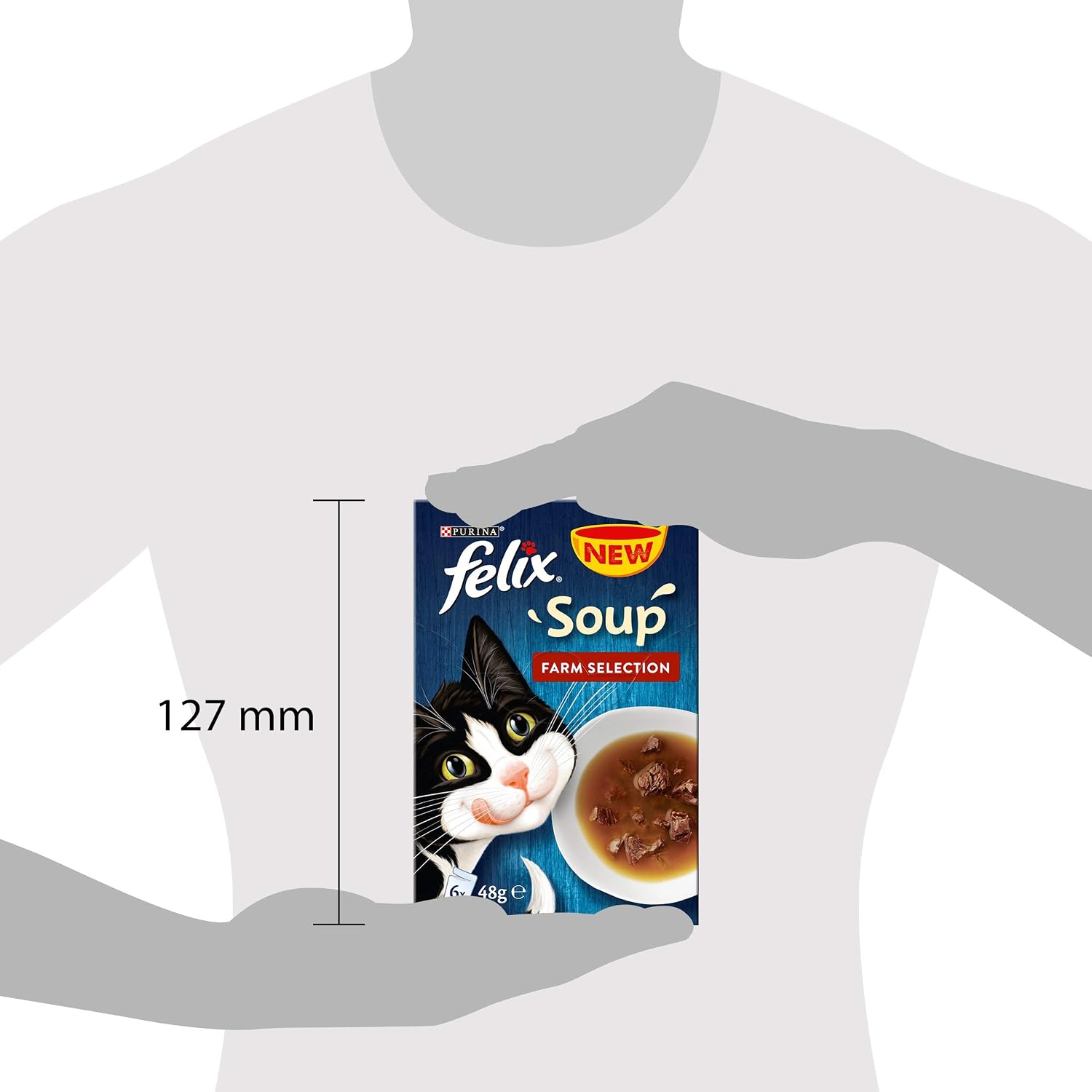 FELIX Soup Fish Selection Plaice, Tuna and Cod Wet Cat Food 6x48g (Pack of 8), 48 Pouches, 48 g (Pack of 48) - Image 3