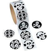 Fun Express Skull Stickers (100ct) 4 Cool Designs, 1 1/2